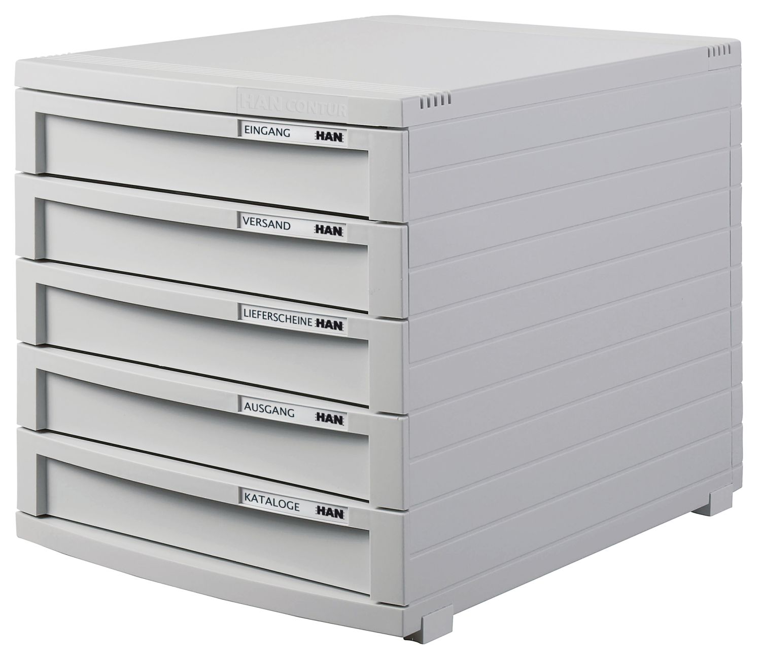 Schubladenbox CONTUR - A4/B4/C4, 5 geschlossene Schubladen, lichtgrau Schubladenbox CONTUR - A4/B4/C4, 5 geschlossene Schubladen, lichtgrau