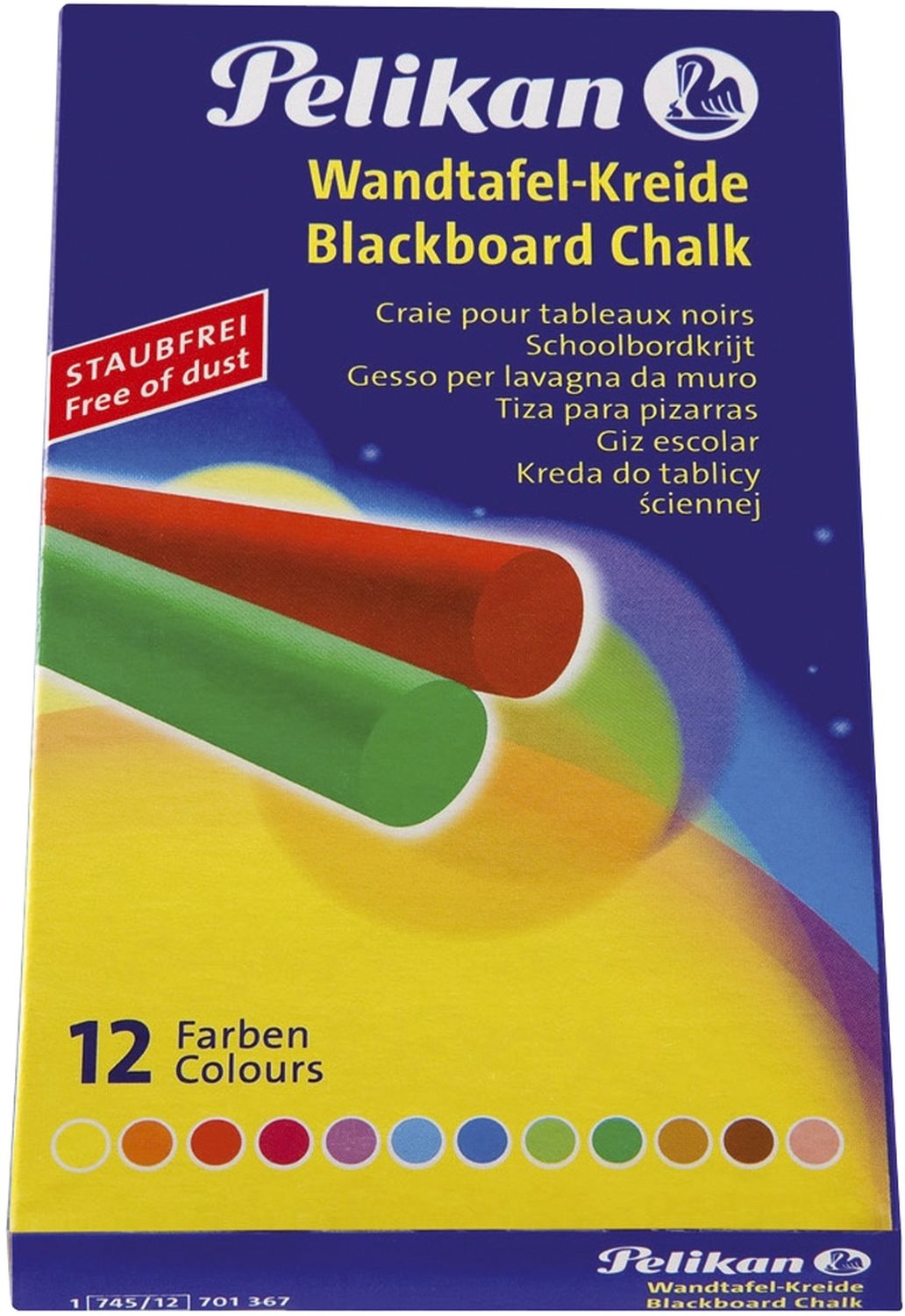 Wandtafelkreide 745/12, farbig sortiert Wandtafelkreide 745/12, farbig sortiert