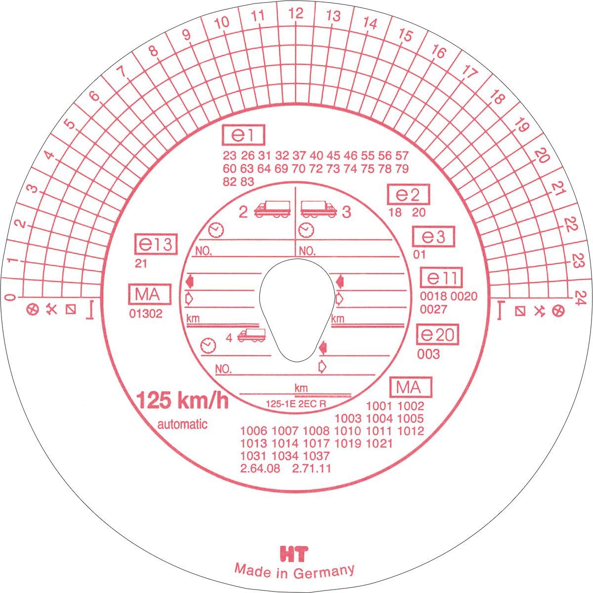 Original HAUG Diagrammscheiben 125 151 (125 km/h Automatik), 100 Stück