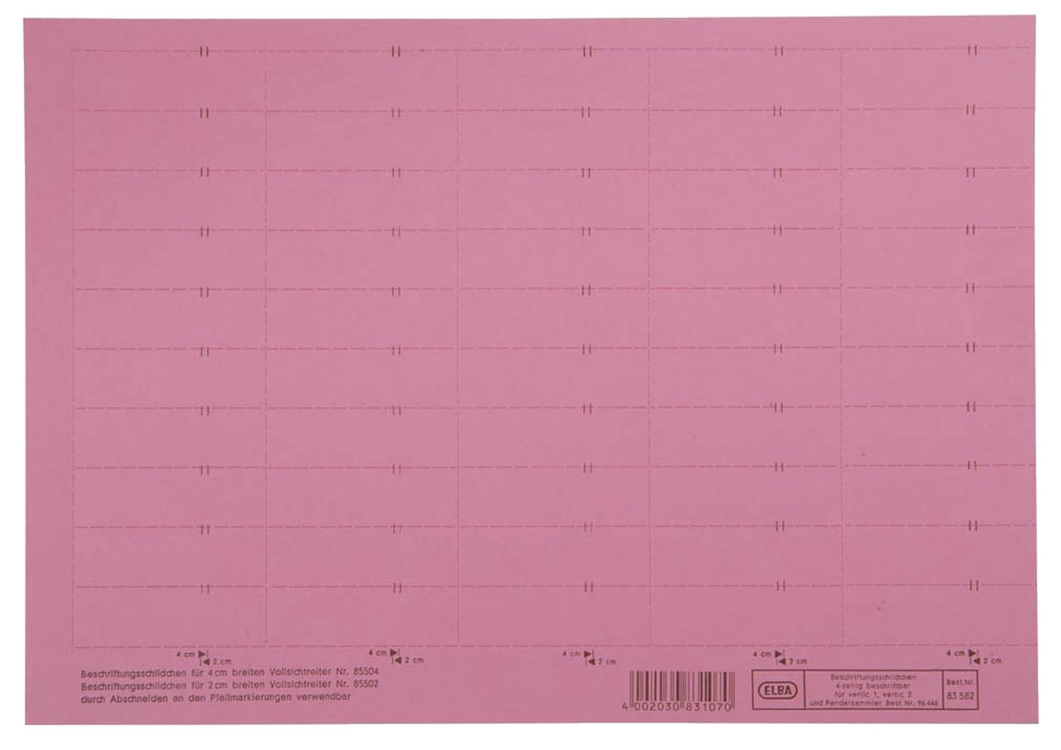 Beschriftungsschilder Elba vertic® 100552048 / 83582RT für Elba vertic®, PC-Beschriftung, 58 x 18 mm, rot, 50 Stück Beschriftungsschilder Elba vertic® 100552048 / 83582RT für Elba vertic®, PC-Beschriftung, 58 x 18 mm, rot, 50 Stück