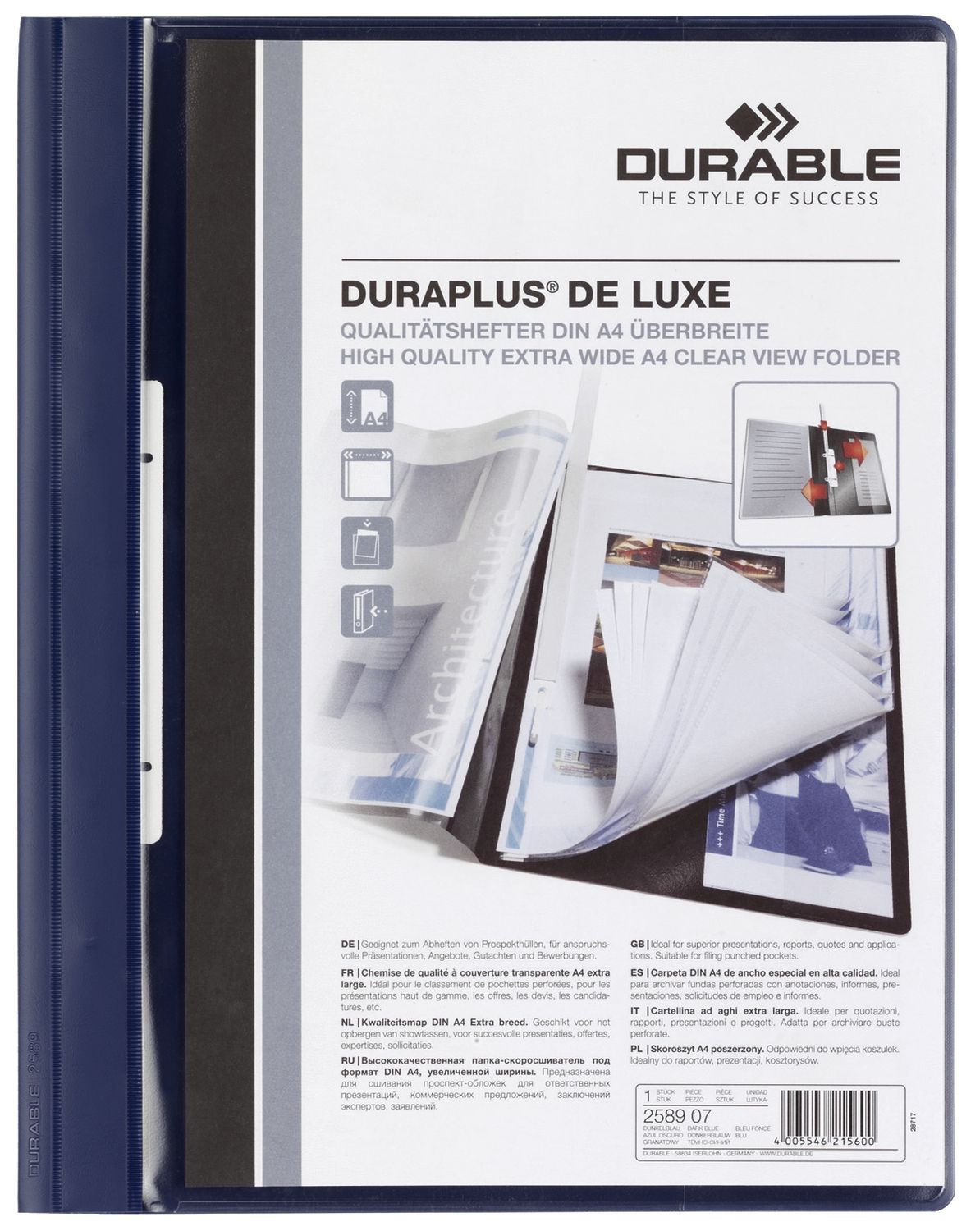 Durable Angebotshefter DURAPLUS® de Luxe für A4, Folie, dunkelblau, 1 Stück