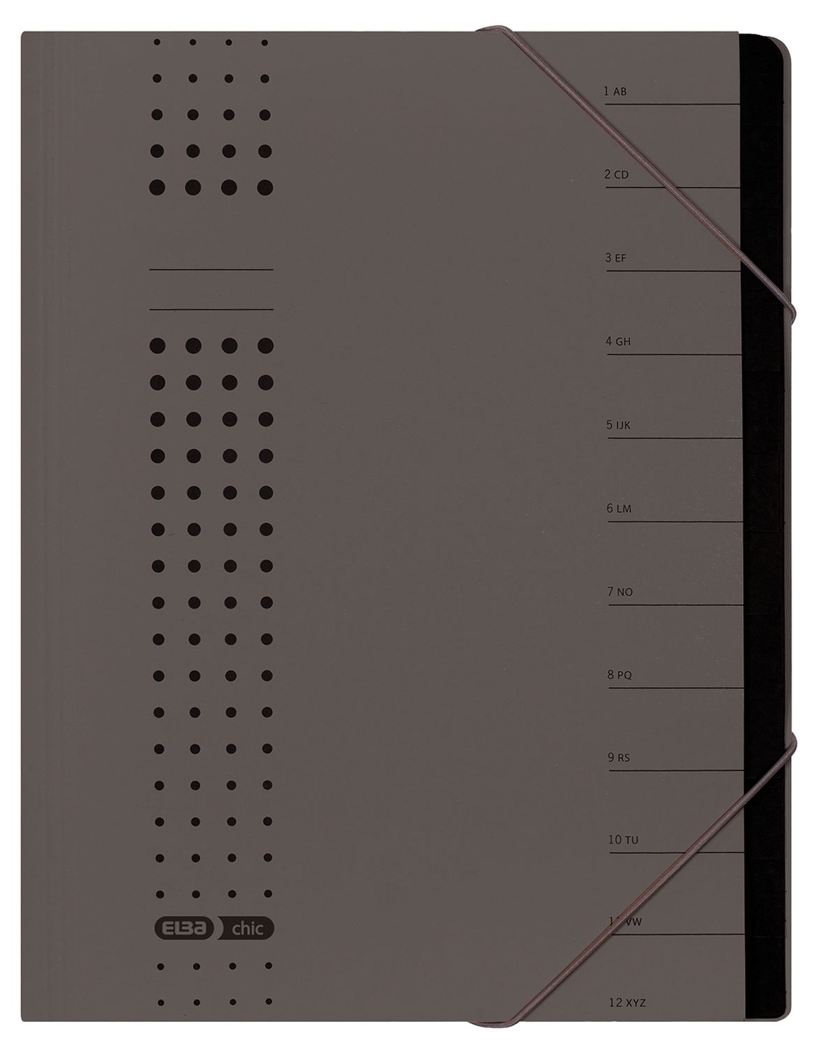 Ordnungsmappe chic - 12 Fächer, A4, Karton (RC), 450 g/qm, anthrazit