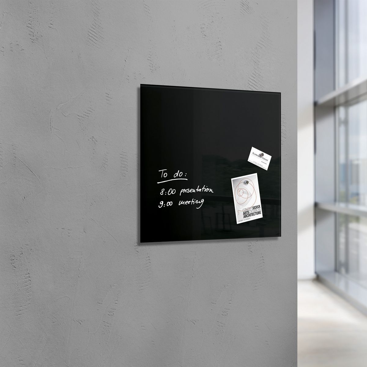 Glas-Magnetboard Artverum - schwarz, 48 x 48 cm