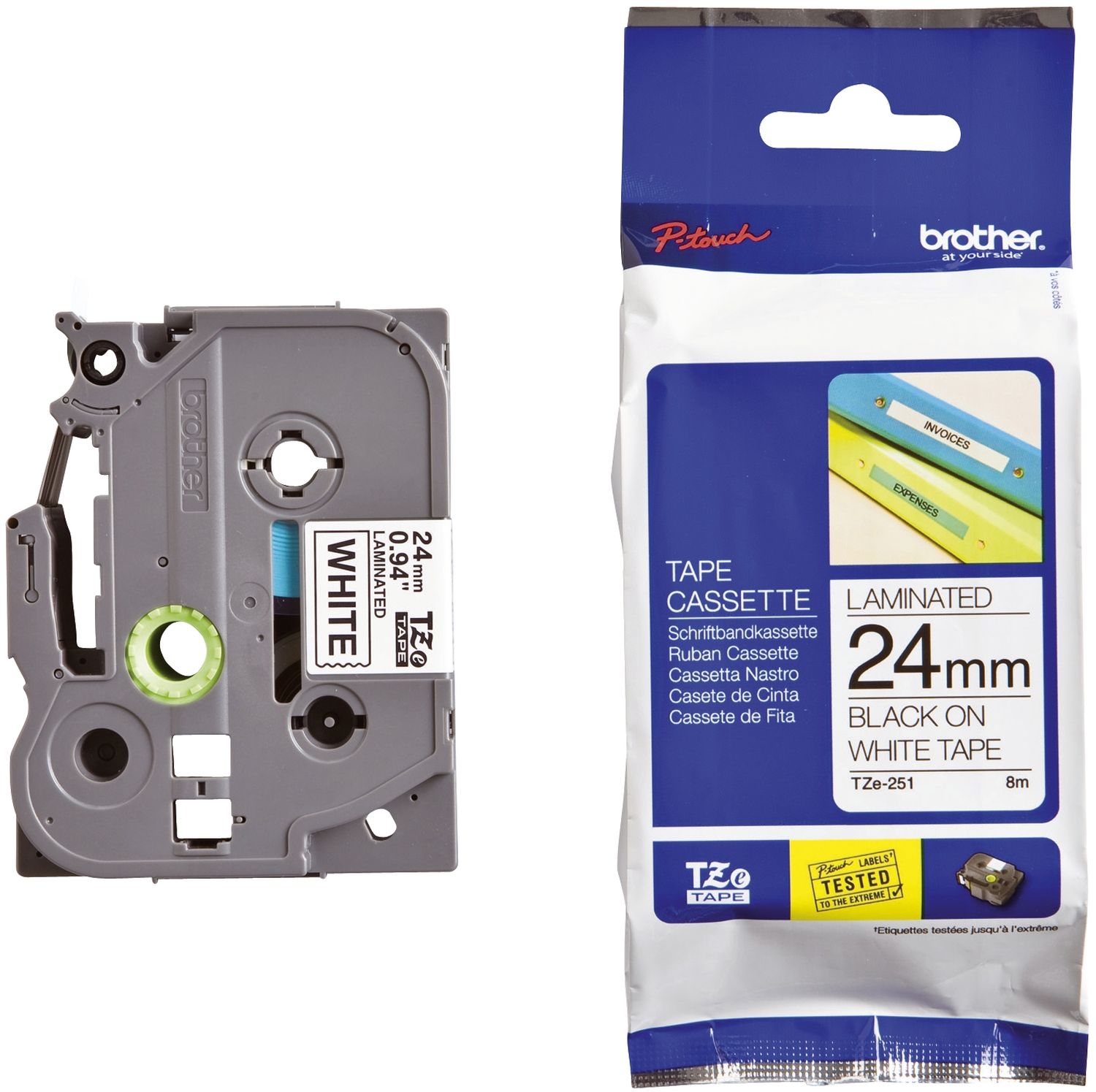 TZe-251 Schriftbandkassette - laminiert, 24 mm x 8 m, schwarz auf weiß TZe-251 Schriftbandkassette - laminiert, 24 mm x 8 m, schwarz auf weiß