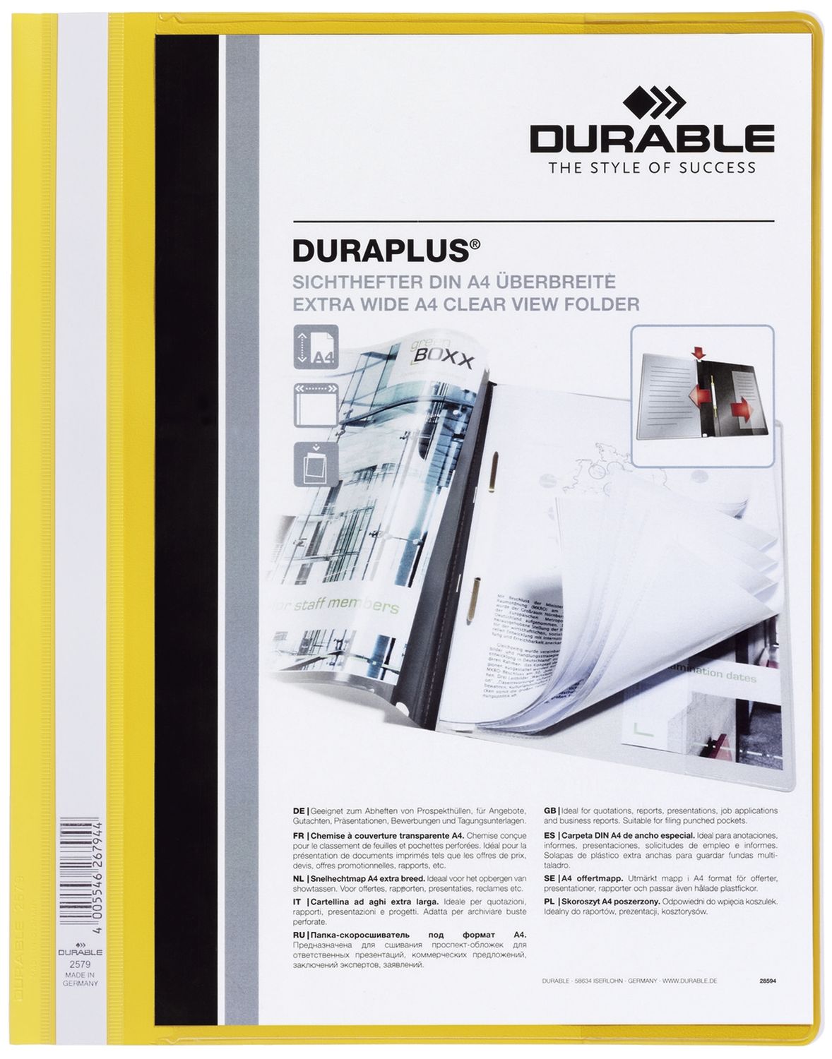 Angebotshefter DURAPLUS® - strapazierfähige Folie, A4+, gelb Angebotshefter DURAPLUS® - strapazierfähige Folie, A4+, gelb