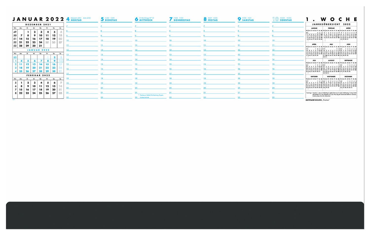 Papier-Schreibunterlage 102 Practica - 52 Blatt, 600x370x8mm, schwarz/blau Papier-Schreibunterlage 102 Practica - 52 Blatt, 600x370x8mm, schwarz/blau