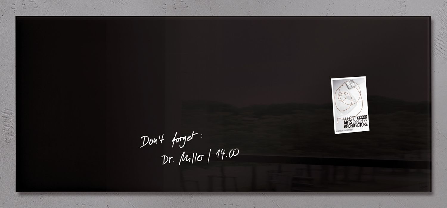 Glas-Magnetboard Artverum - schwarz, 130 x 55 cm, 1 Stück Glas-Magnetboard Artverum - schwarz, 130 x 55 cm, 1 Stück