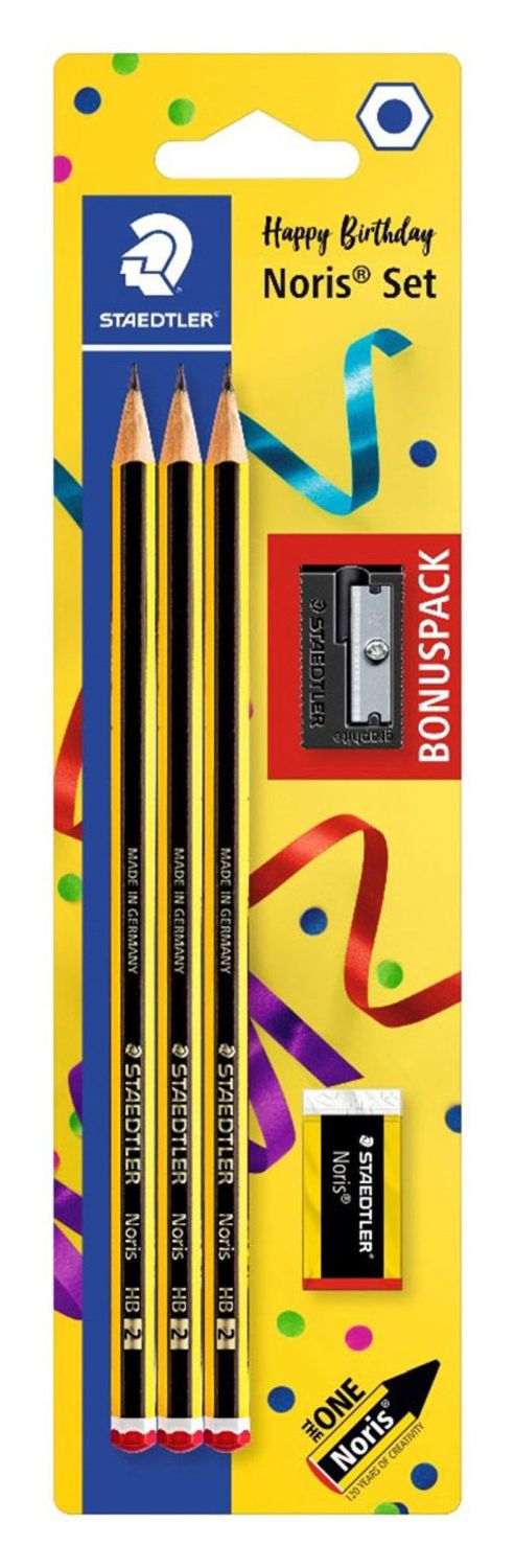 Noris® Bleistift 120 - HB, 3er Promoset inkl. Radierer und SpitzerST Noris Noris® Bleistift 120 - HB, 3er Promoset inkl. Radierer und SpitzerST Noris
