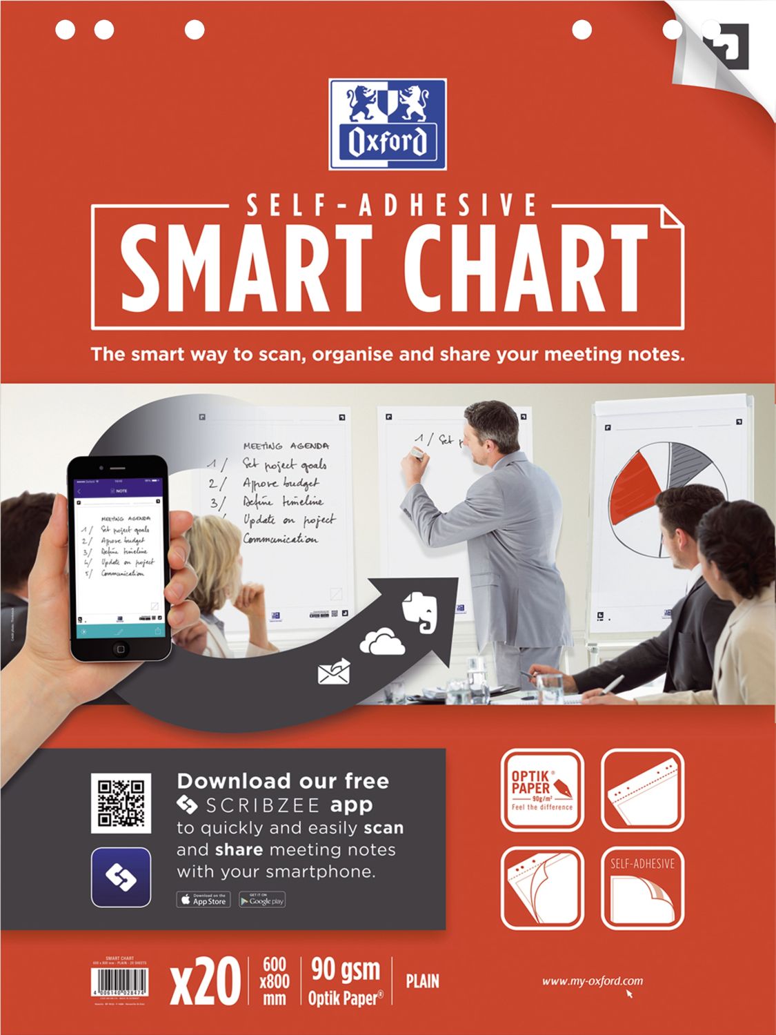 Flipchart-Block Smart Charts - 68 x 98 cm, blanko, 20 Blatt, selbstklebend Flipchart-Block Smart Charts - 68 x 98 cm, blanko, 20 Blatt, selbstklebend