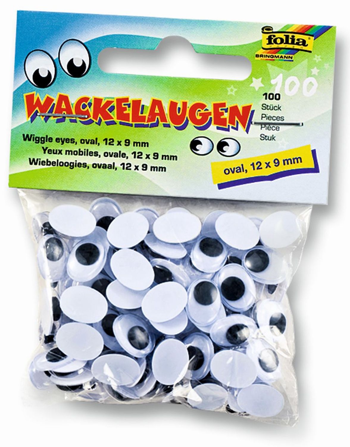 Wackelaugen Ø 12 x 9 mm, oval, 100 Stück Wackelaugen Ø 12 x 9 mm, oval, 100 Stück