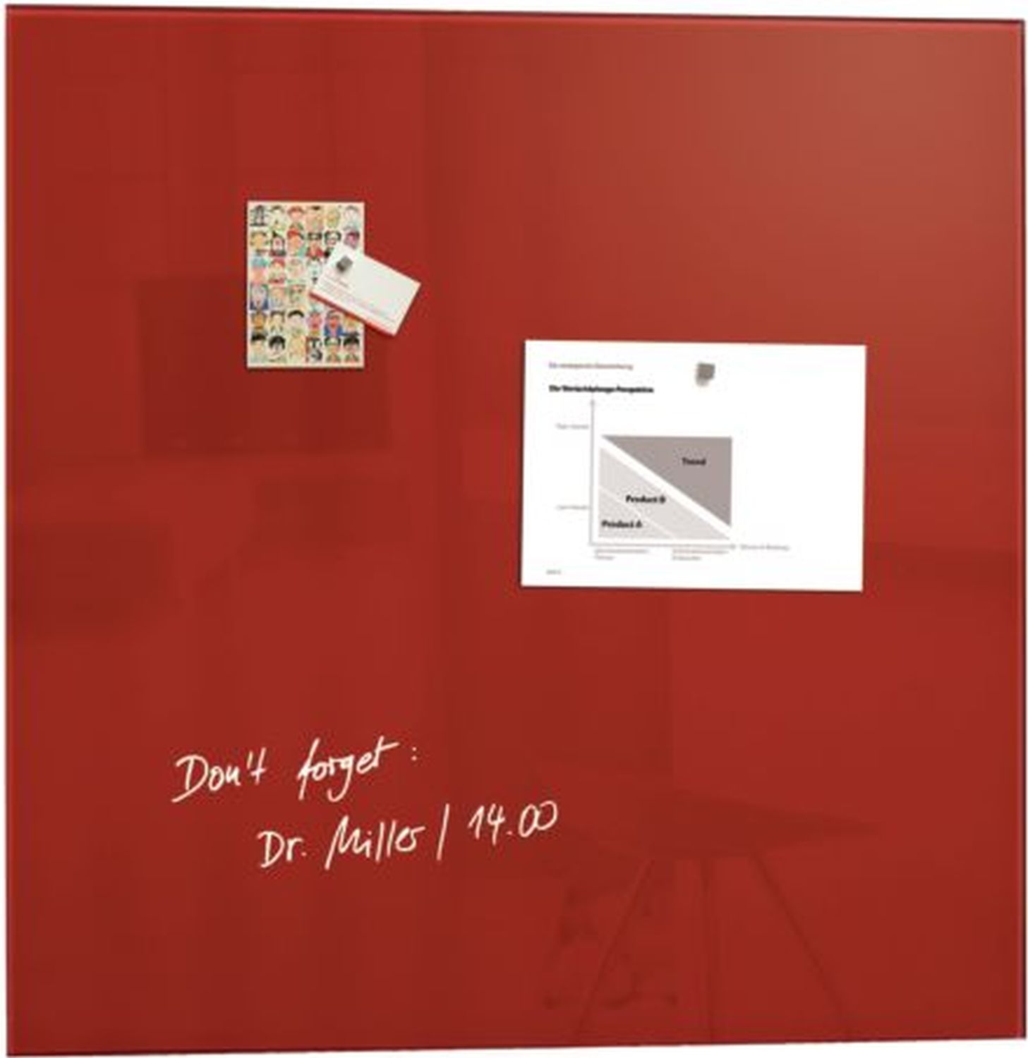 Glas-Magnetboard Artverum - rot, 100 x 100 cm Glas-Magnetboard Artverum - rot, 100 x 100 cm