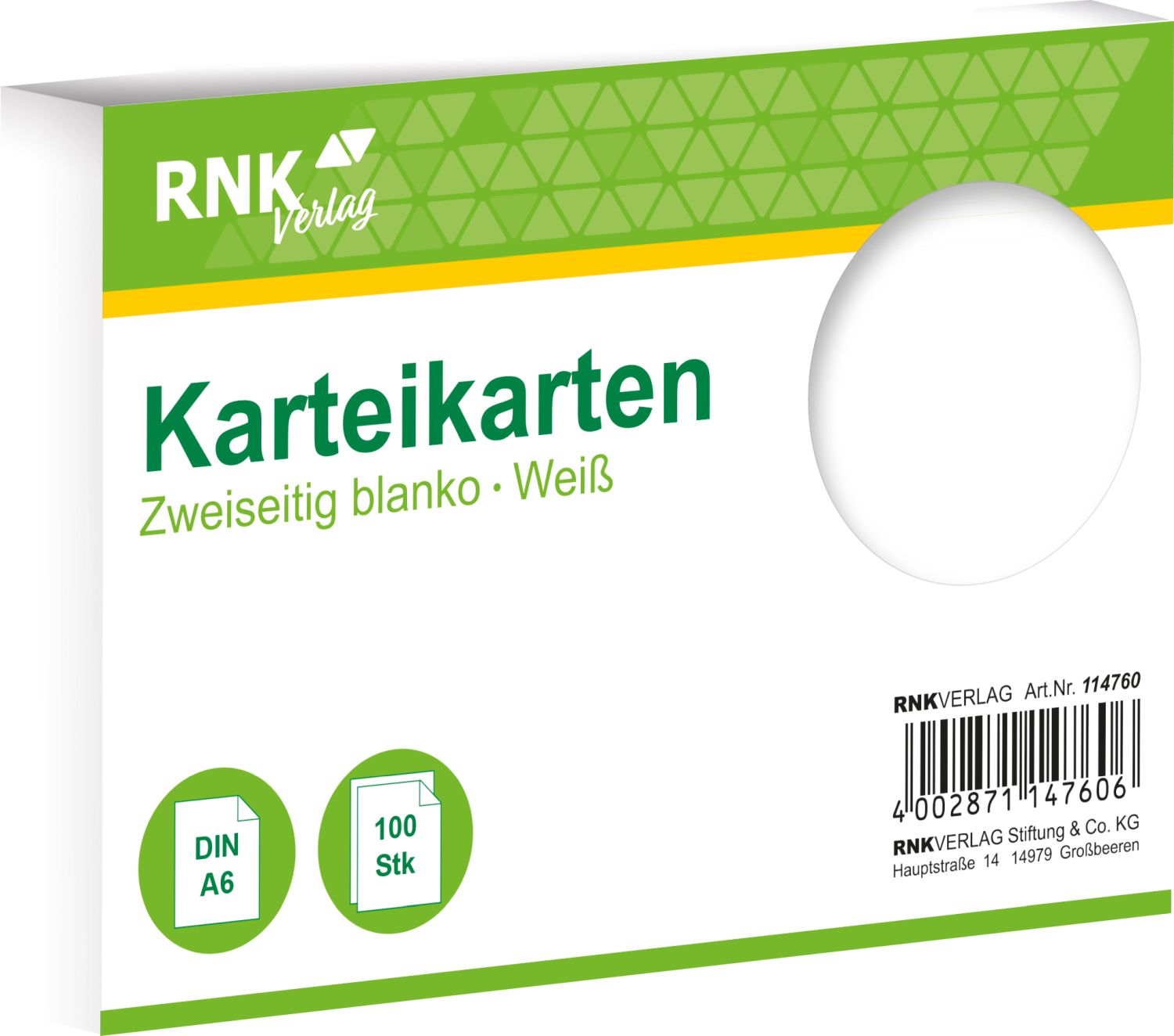 Karteikarten - DIN A6, blanko, weiß, 100 Karten Karteikarten - DIN A6, blanko, weiß, 100 Karten