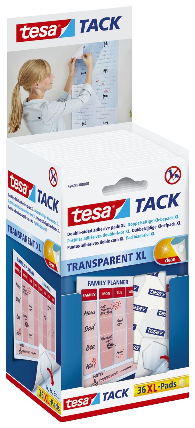 Tack® Klebestücke - 36 Pads XL, ablösbar, transparent Tack® Klebestücke - 36 Pads XL, ablösbar, transparent