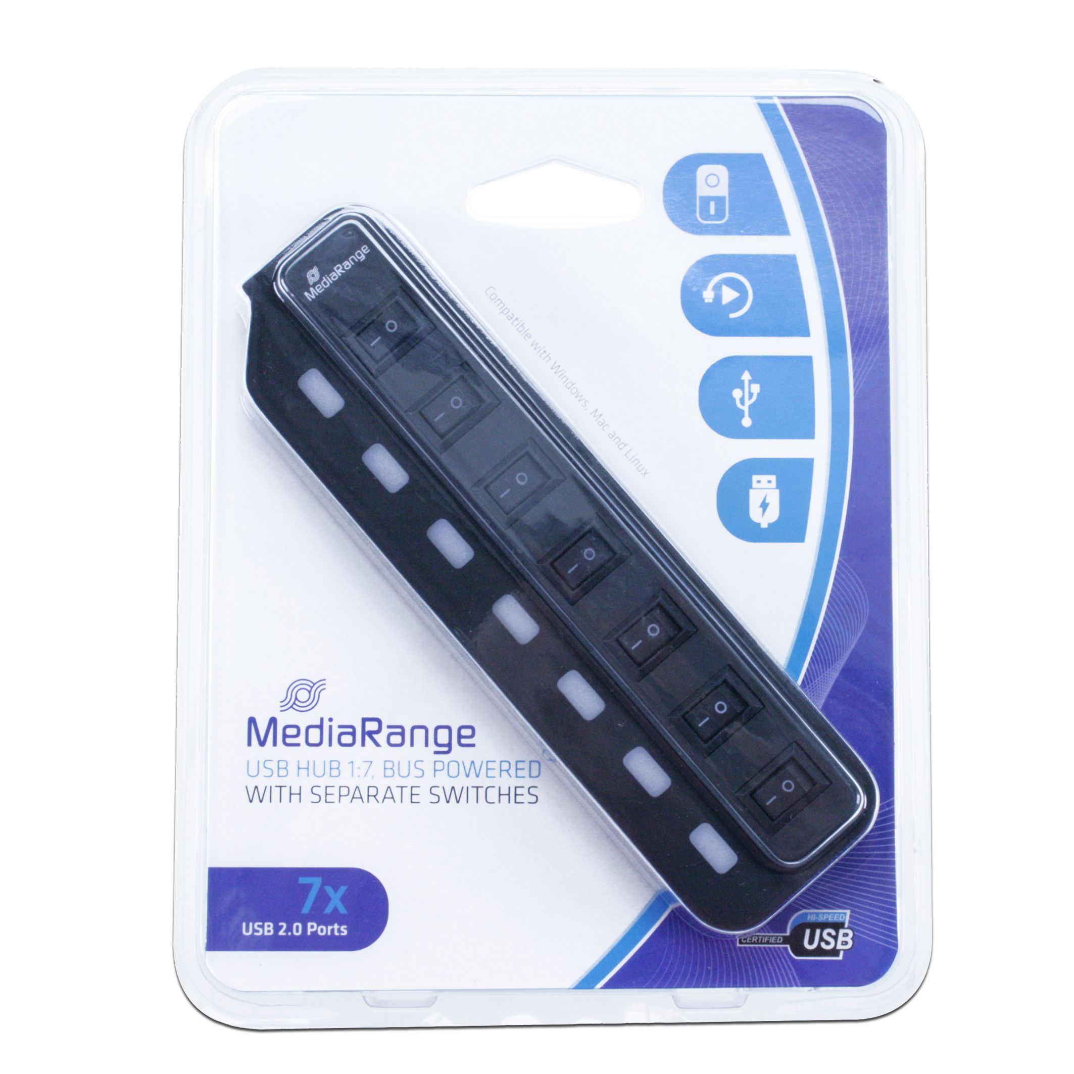 USB 2.0 Hub 1:7 mit seperaten Ein-/Aus-Schaltern USB 2.0 Hub 1:7 mit seperaten Ein-/Aus-Schaltern