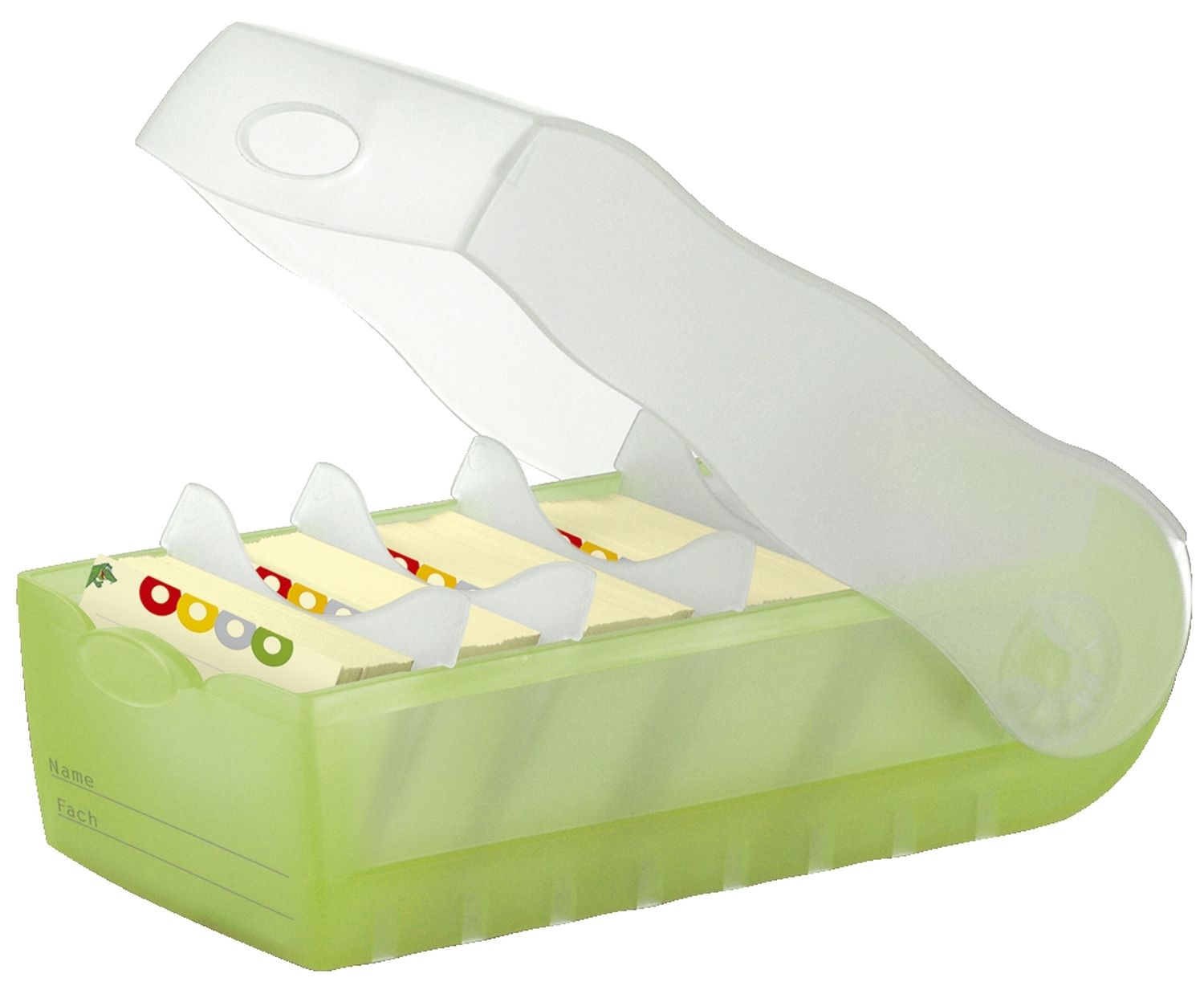Karteibox CROCO - A7 quer, für 900 Karten, grün-transluzent Karteibox CROCO - A7 quer, für 900 Karten, grün-transluzent