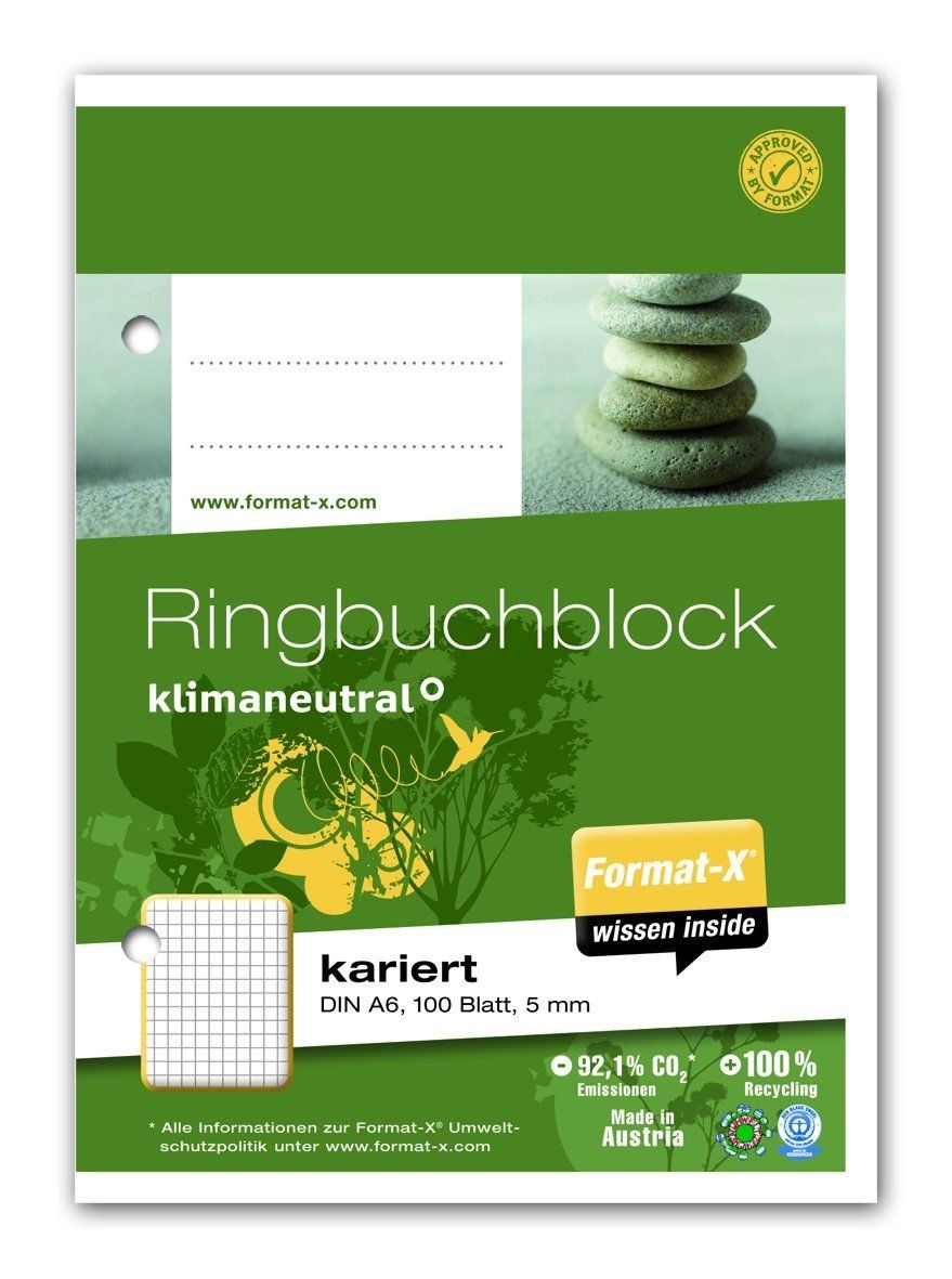 Ringbuchblock - A6, 100 Blatt, 70 g/qm, kariert Ringbuchblock - A6, 100 Blatt, 70 g/qm, kariert
