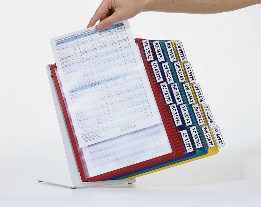 Sichttafelsystem VARIO® TABLE 20 - Tischständer, 20 Sichttafeln A4, sortiert Sichttafelsystem VARIO® TABLE 20 - Tischständer, 20 Sichttafeln A4, sortiert