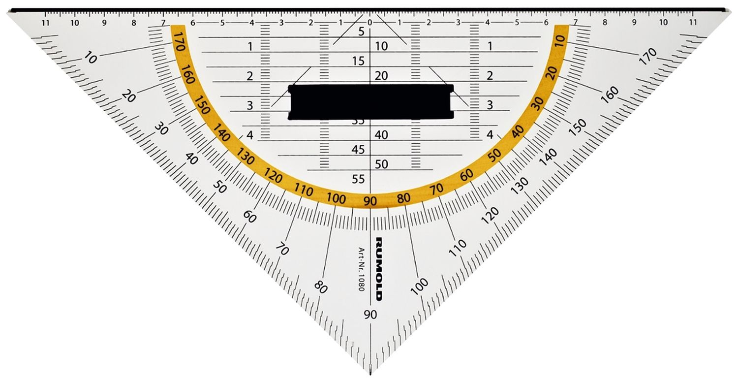 Geometriedreieck - 250 mm, Schneidekante, Griff