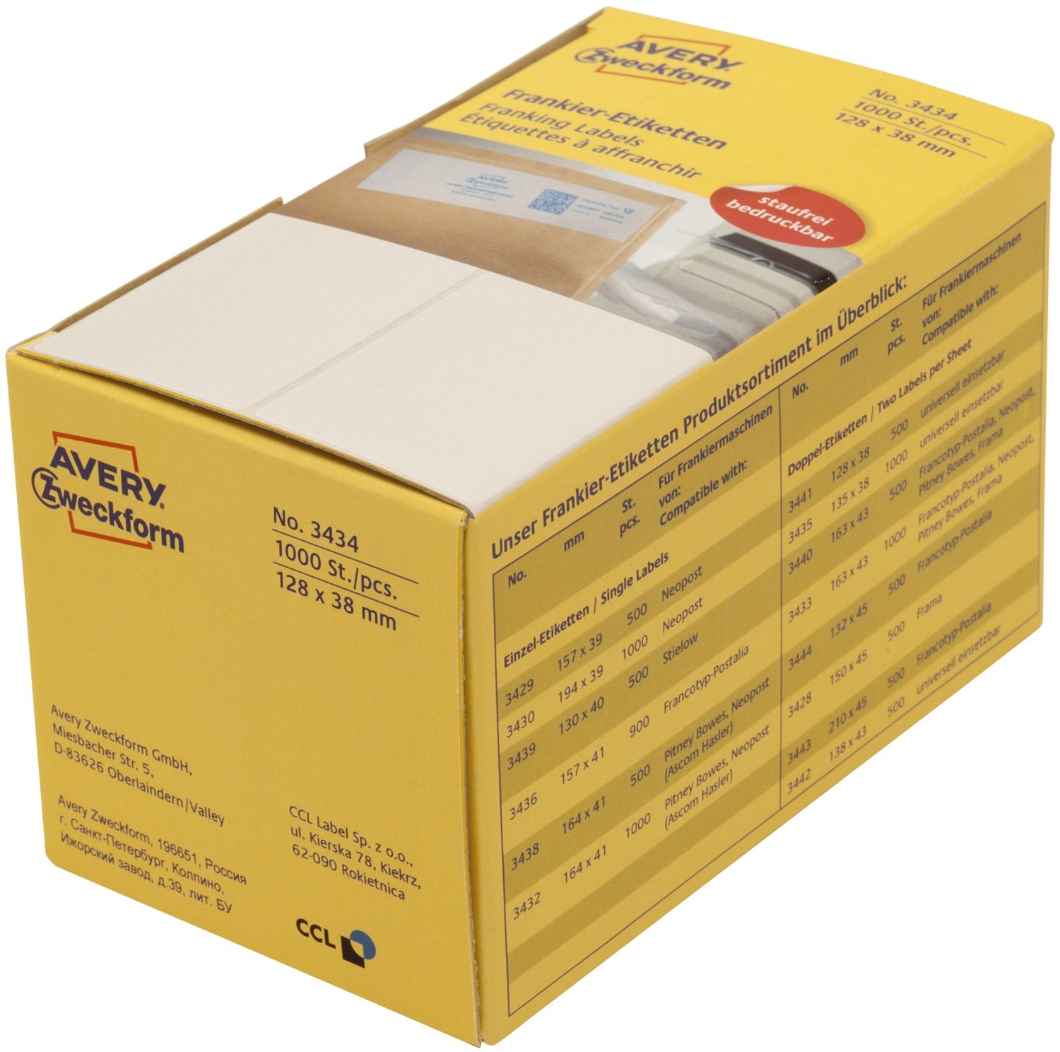 3435 Frankier-Etiketten - doppelt, 135 x 38 mm, 1.000 Stück 3435 Frankier-Etiketten - doppelt, 135 x 38 mm, 1.000 Stück