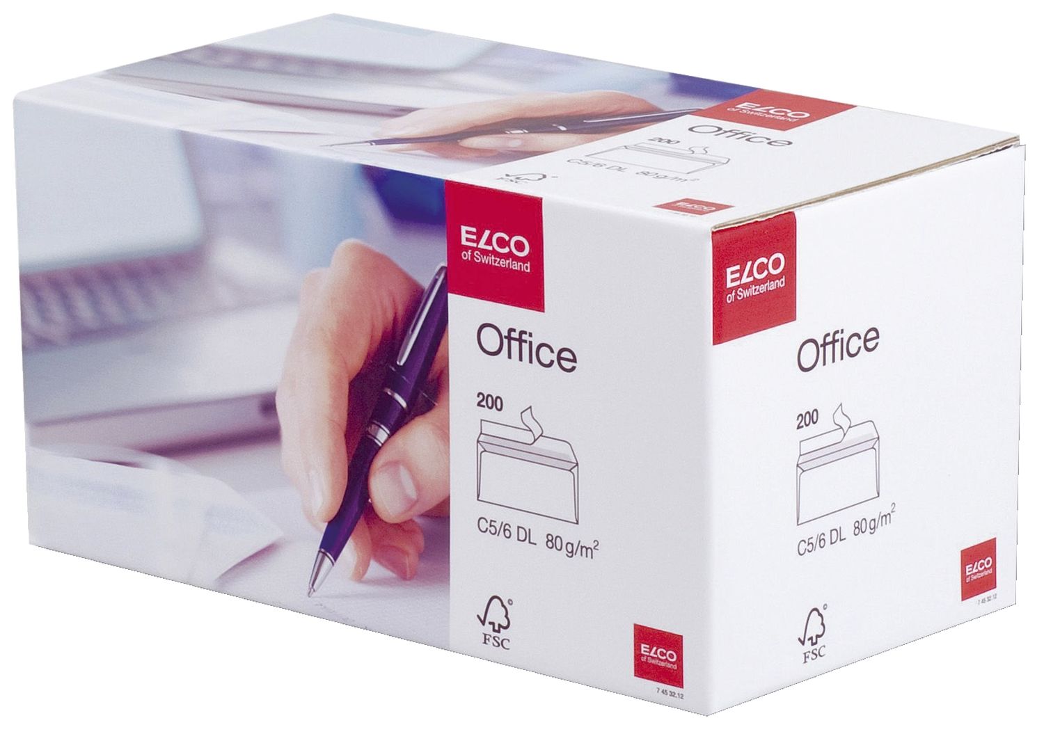 Briefumschläge Office Elco 74532.12, C6/5, hochweiß, haftklebend, ohne Fenster, 80 g/qm, 200 Stückin Shop Box