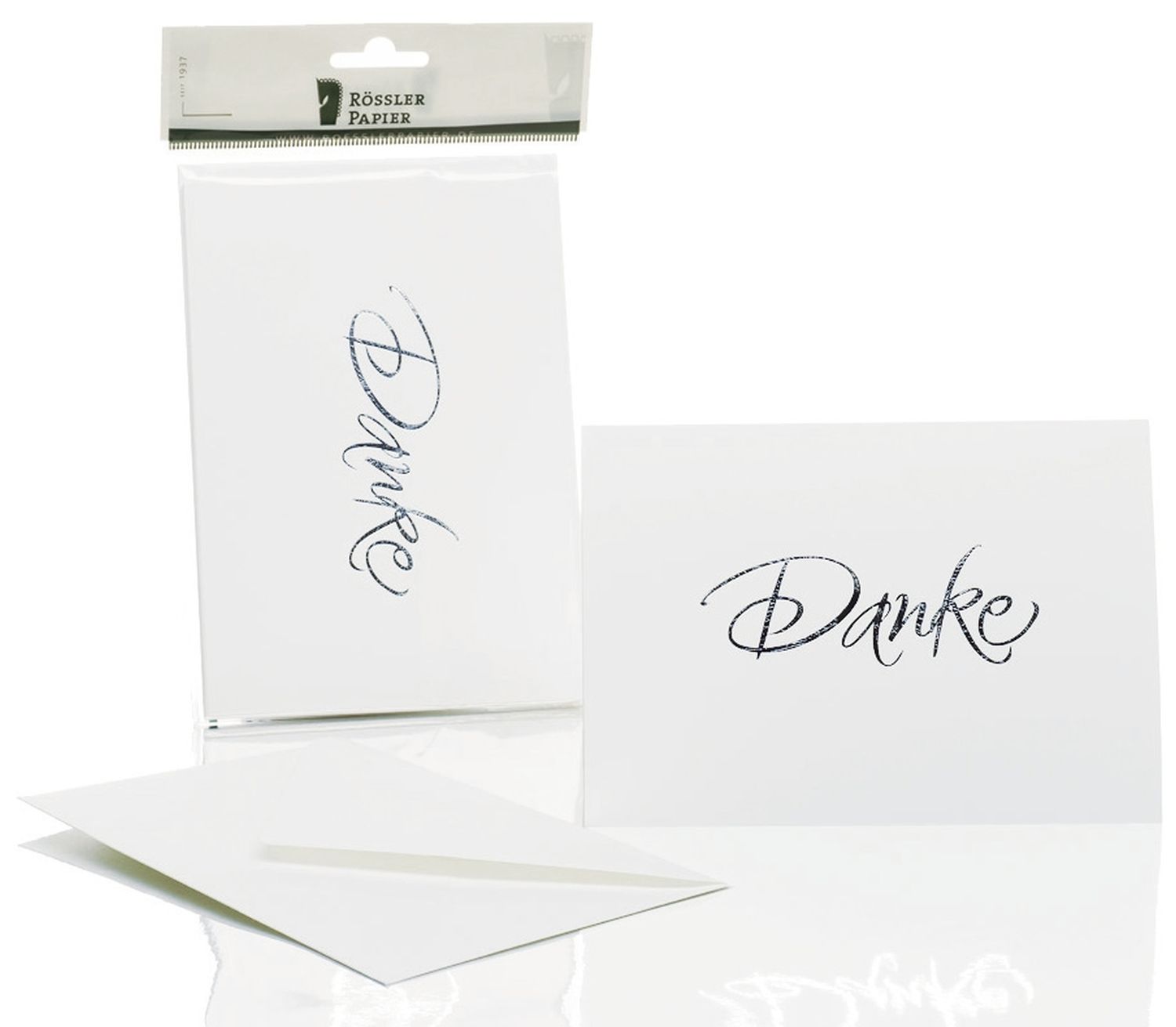 Briefkarte Danke - B6 HD, 5 Karten/5 Umschläge, weiß