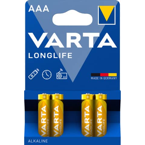 Batterien Varta Longlife AAA 4103, Micro, R3, LR03, 1,5 V, 4 Stück