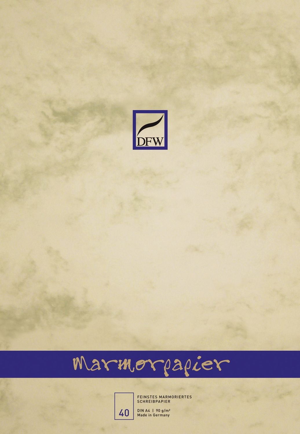 Briefblock Marmorpapier - A4, unliniert, 90 g/qm, 40 Blatt, chamois Briefblock Marmorpapier - A4, unliniert, 90 g/qm, 40 Blatt, chamois