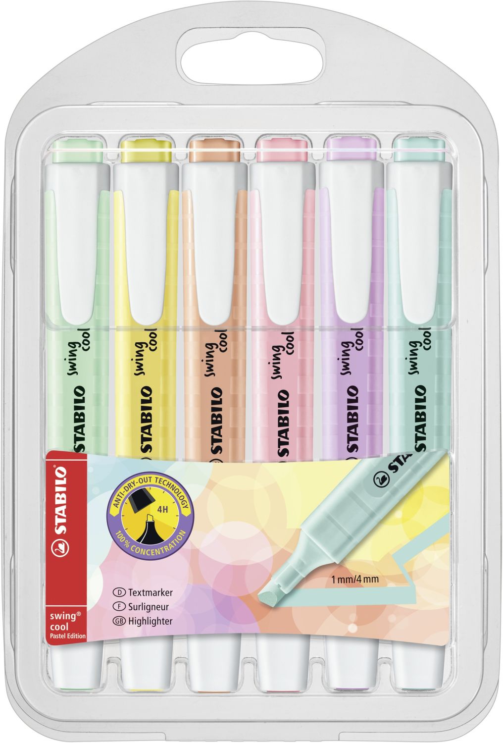 Textmarker - swing cool Pastel Edition - 6er Pack - 6 Farben