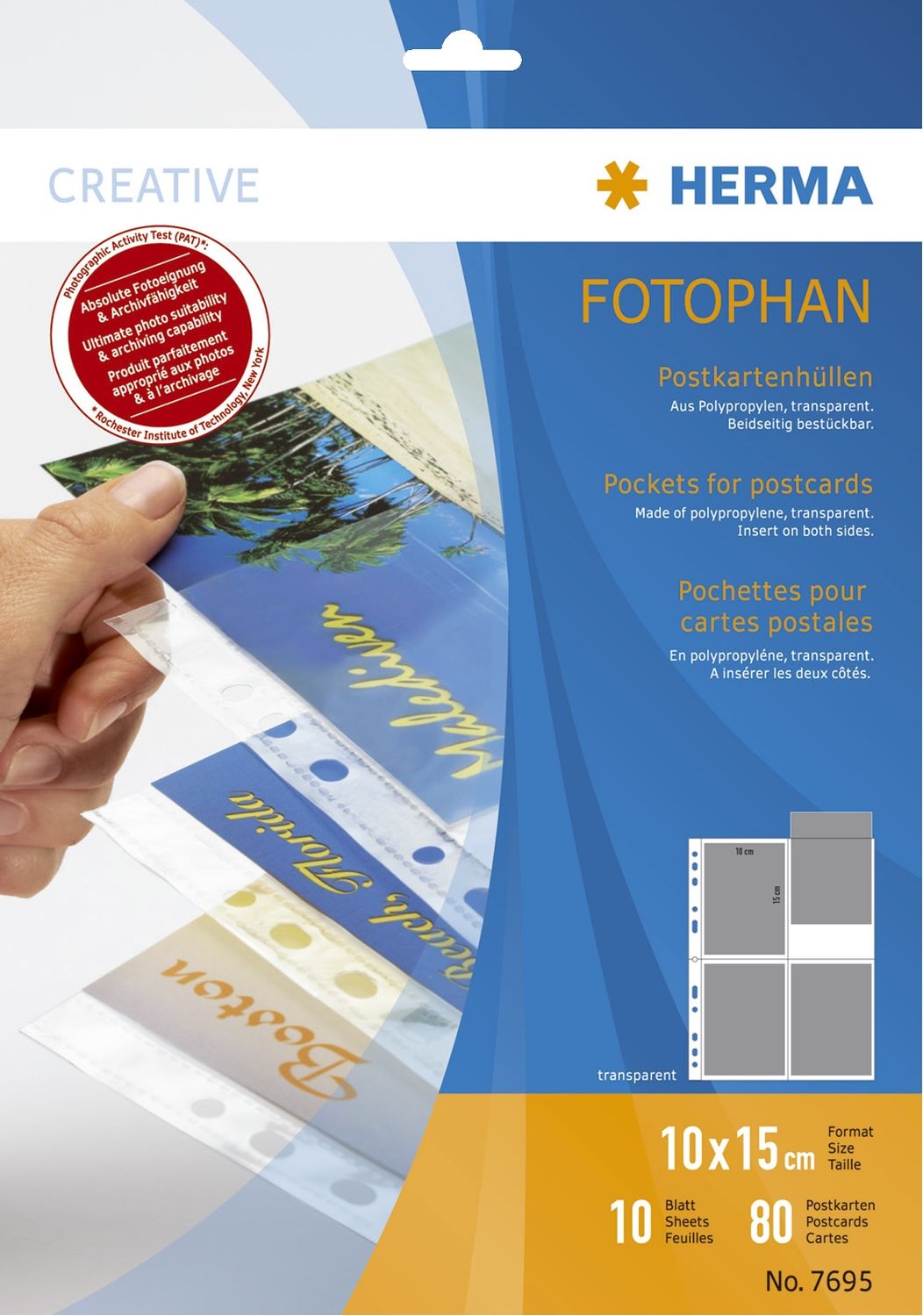 7695 Postkartenhüllen - transparent, Folie, 10 Stück 7695 Postkartenhüllen - transparent, Folie, 10 Stück