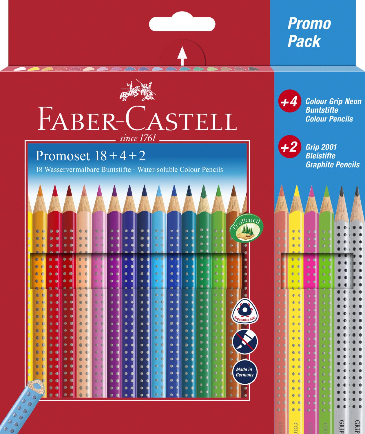 Colour Grip Buntstifte 24er Promotionset mit 18 Colour Grip Buntstiften, 4 Colour Grip Buntstiften neon und 2 Grip 2001 Bleistifte Colour Grip Buntstifte 24er Promotionset mit 18 Colour Grip Buntstiften, 4 Colour Grip Buntstiften neon und 2 Grip 2001 Bleistifte