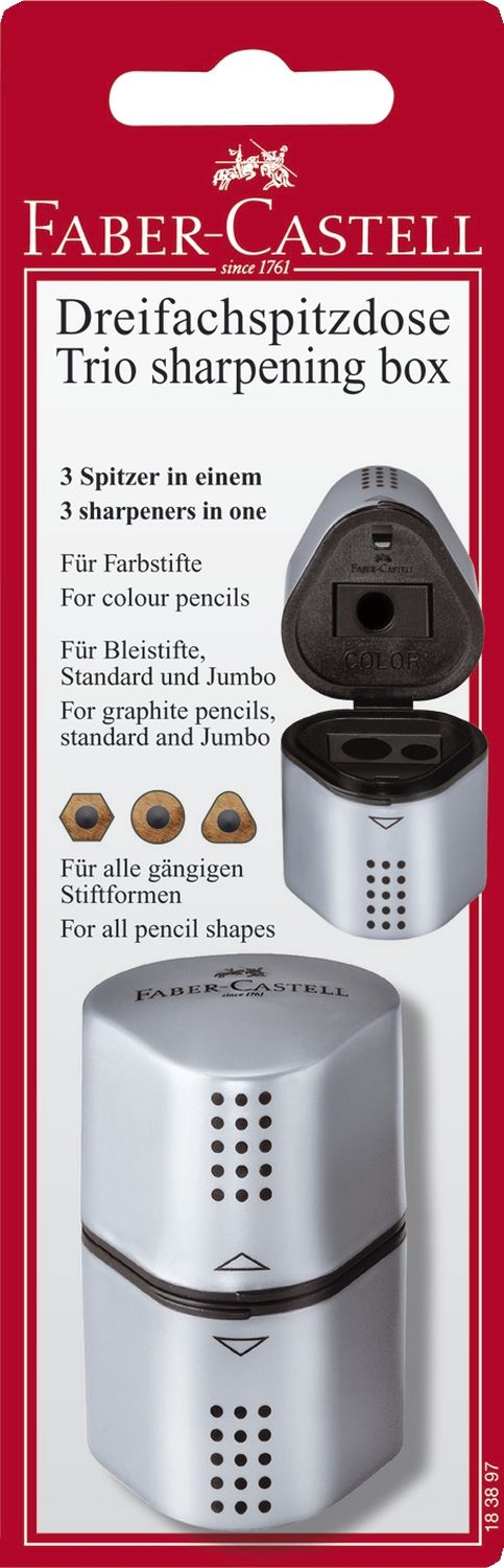 Dreifachspitzdose GRIP2001 - silber, Blisterkarte Dreifachspitzdose GRIP2001 - silber, Blisterkarte
