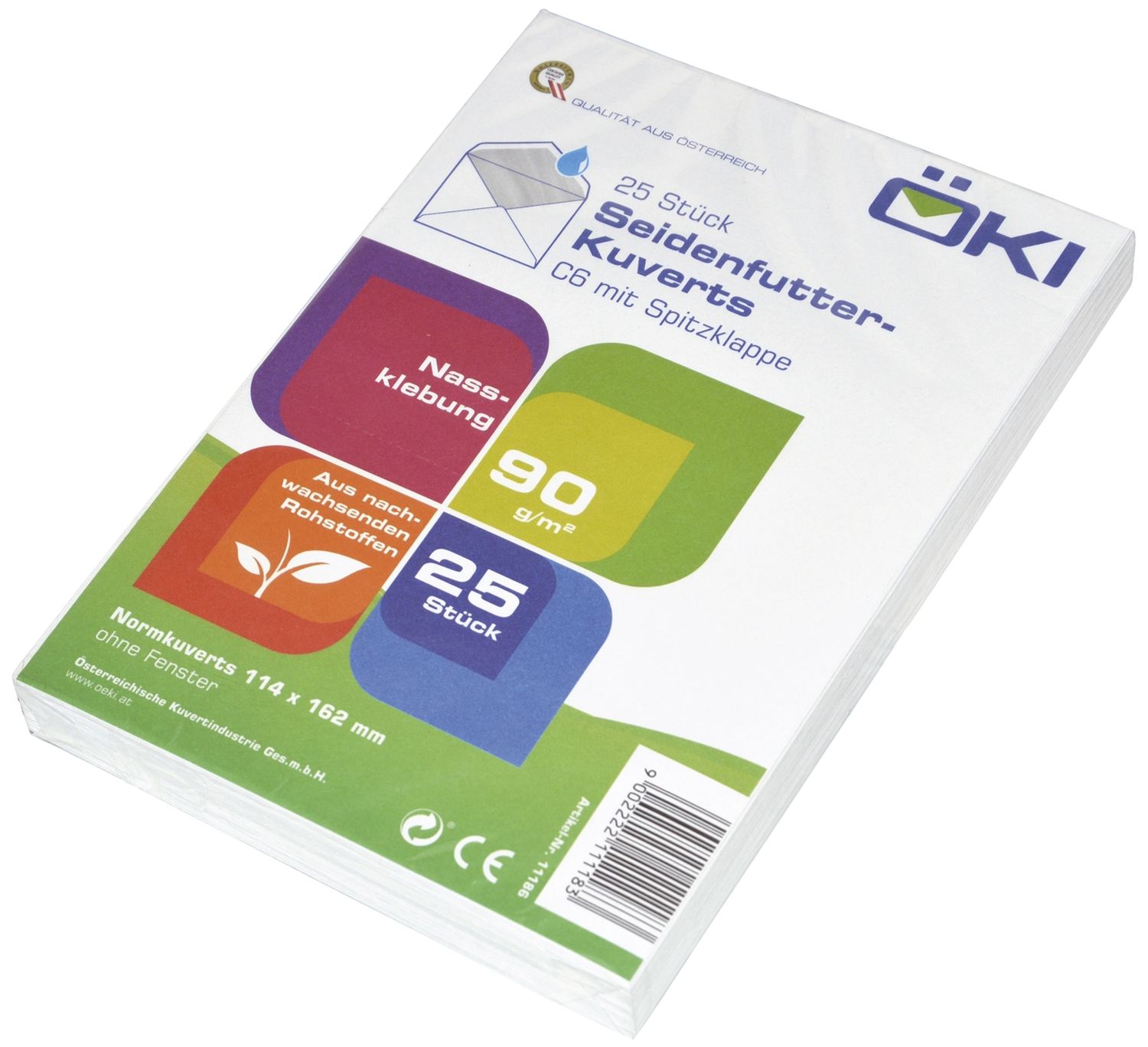 Briefumschlag MAILmedia® 30002355, DIN C6, weiß, m.SF, nassklebend, ohne Fenster, 80 g/qm, 25 St.