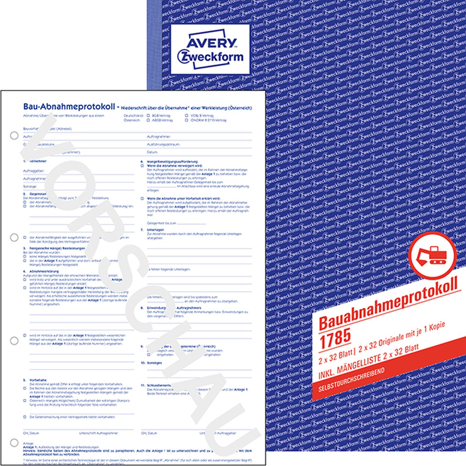 1785 Bauabnahmeprotokoll - A4, SD, 2x 32 Blatt 1785 Bauabnahmeprotokoll - A4, SD, 2x 32 Blatt