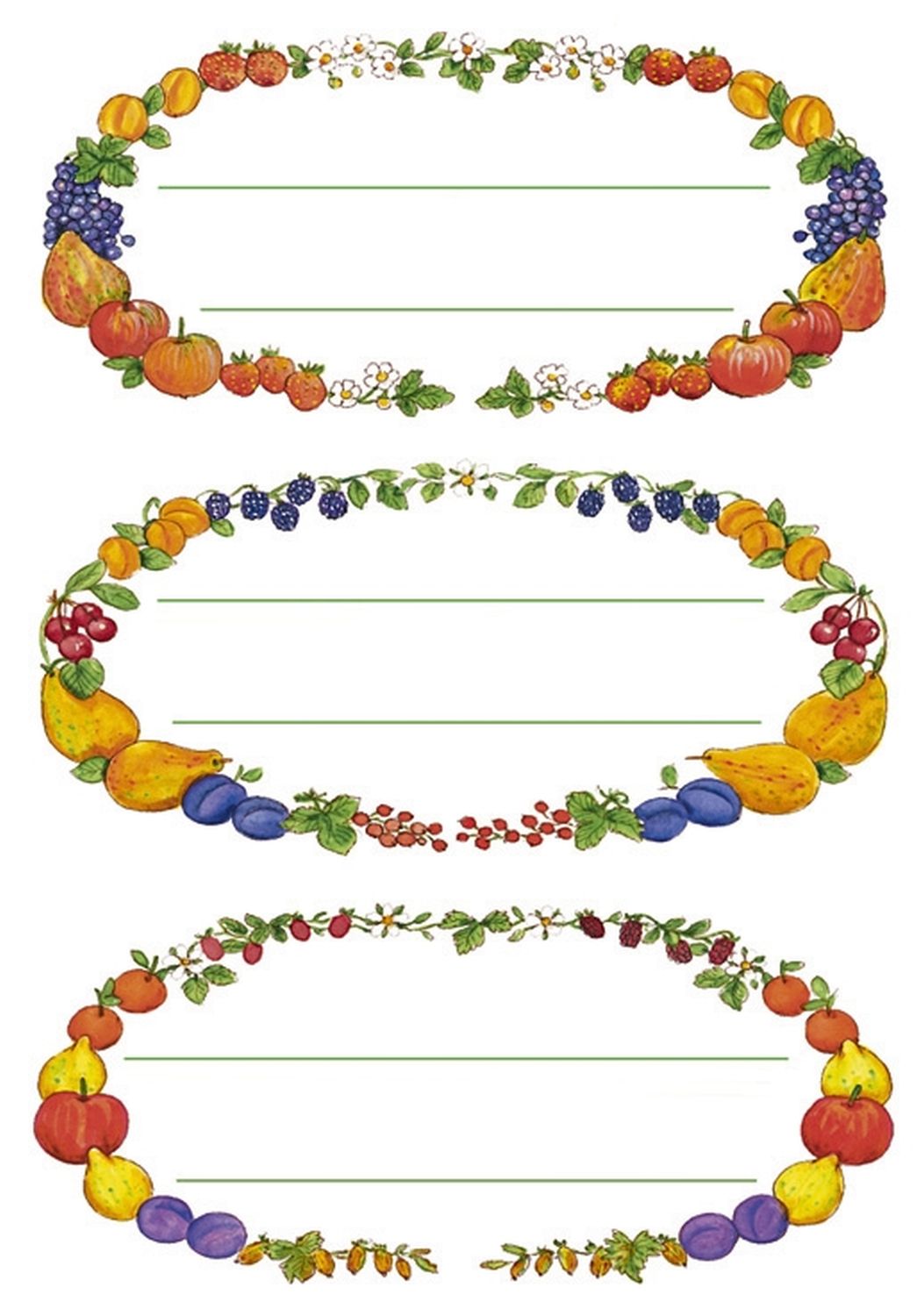 3598 Küchenetiketten Früchtekränze