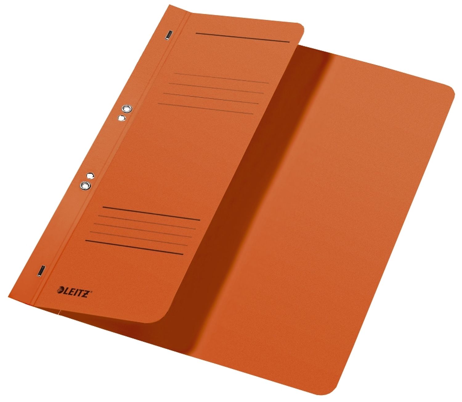 Ösenhefter Leitz 3740-00-45 mit halbem Vorderdeckel, DIN A4, kfm. Heftung, Manilakarton, orange Ösenhefter Leitz 3740-00-45 mit halbem Vorderdeckel, DIN A4, kfm. Heftung, Manilakarton, orange