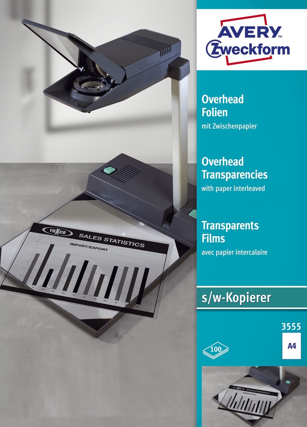 3555 Overhead-Folien - A4, unbeschichtet, Stärke 0,10 mm, 100 Blatt 3555 Overhead-Folien - A4, unbeschichtet, Stärke 0,10 mm, 100 Blatt