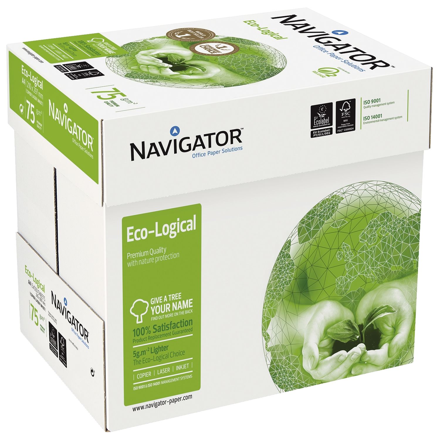 Kopierpapier Navigator Eco-Logical 82467A80S, DIN A4, 75 g/qm, weiß, 500 Blatt