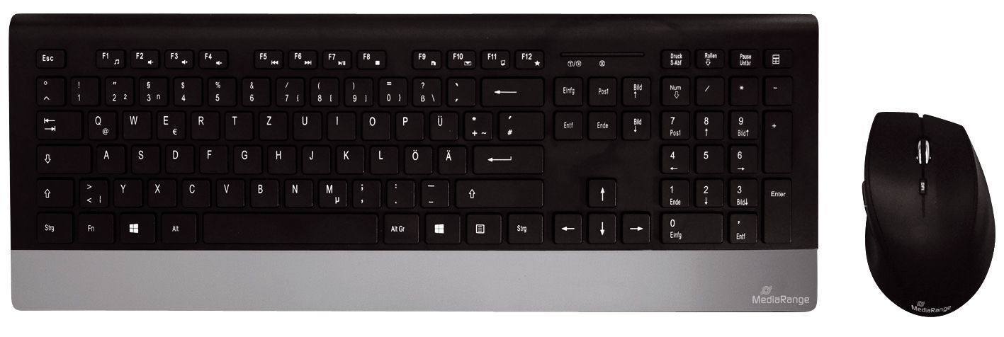 Funk-Tastatur- und Maus-Set HIGHLINE, QWERTZ, schwarz/silber Funk-Tastatur- und Maus-Set HIGHLINE, QWERTZ, schwarz/silber
