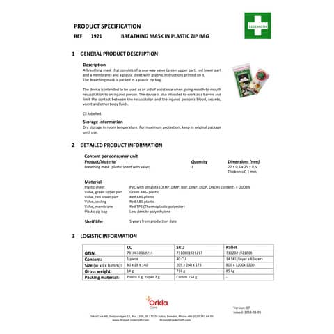 Beatmungsmaske Cederroth 1921 mit Rückschlagventi, grün