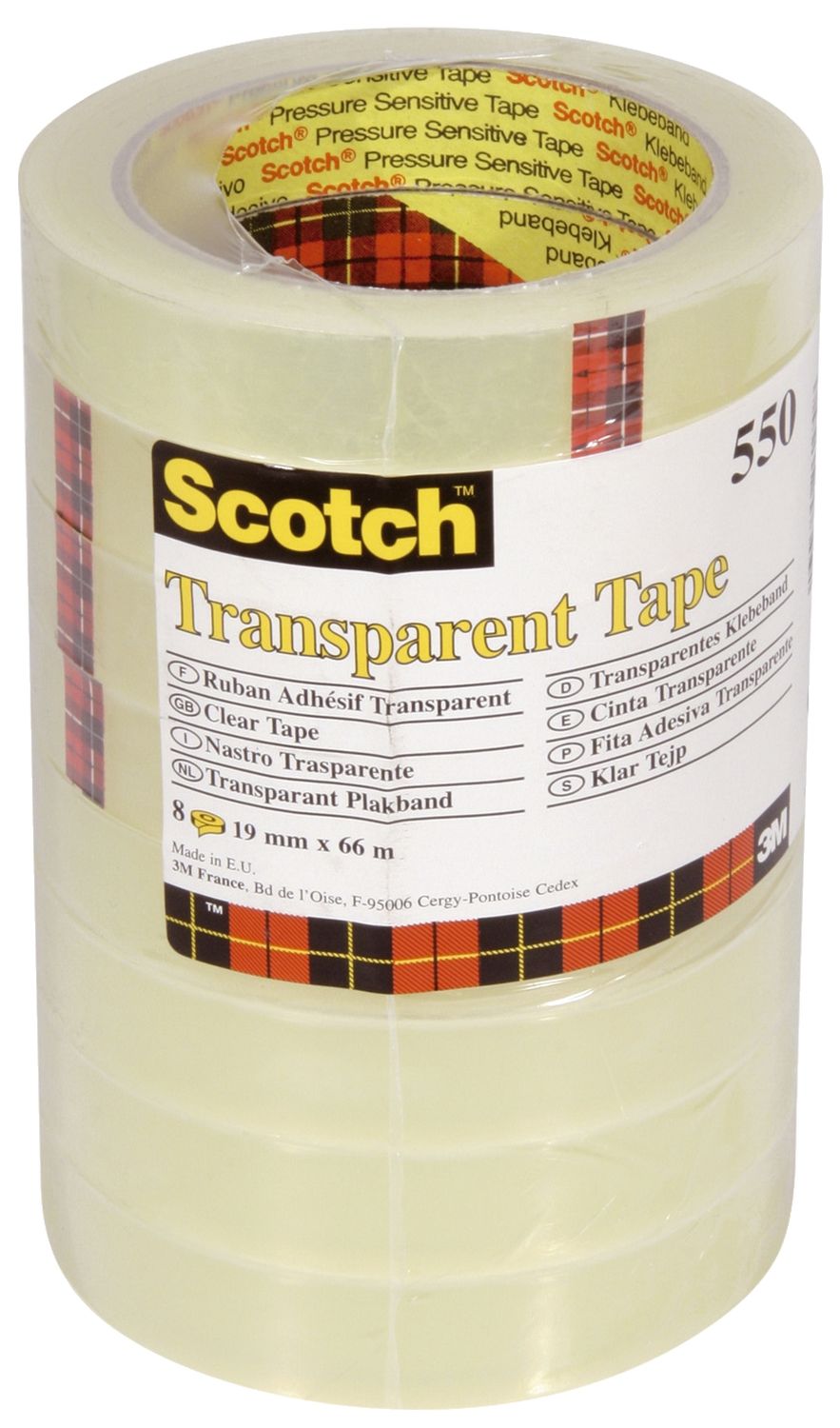 Klebeband Transparent 550, Polypropylenfolie, Bandgröße 66 m x 19 mm, 8 Rollen Klebeband Transparent 550, Polypropylenfolie, Bandgröße 66 m x 19 mm, 8 Rollen