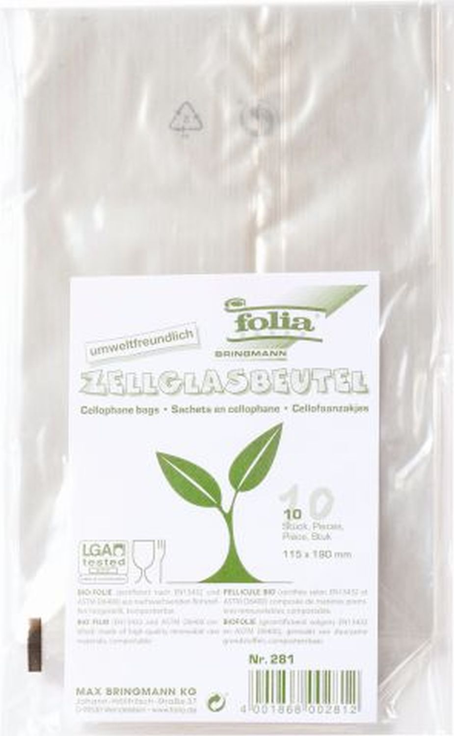 Cellglasbeutel - 11,5 x 19 cm, 10 Stück Cellglasbeutel - 11,5 x 19 cm, 10 Stück