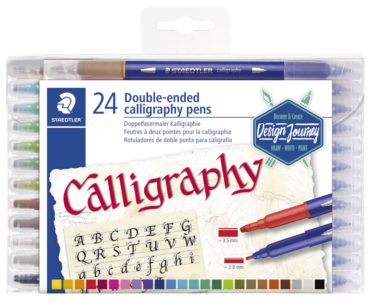 Fasermaler Calligraph duo - 24 Farben sortiert, Doppelspitze