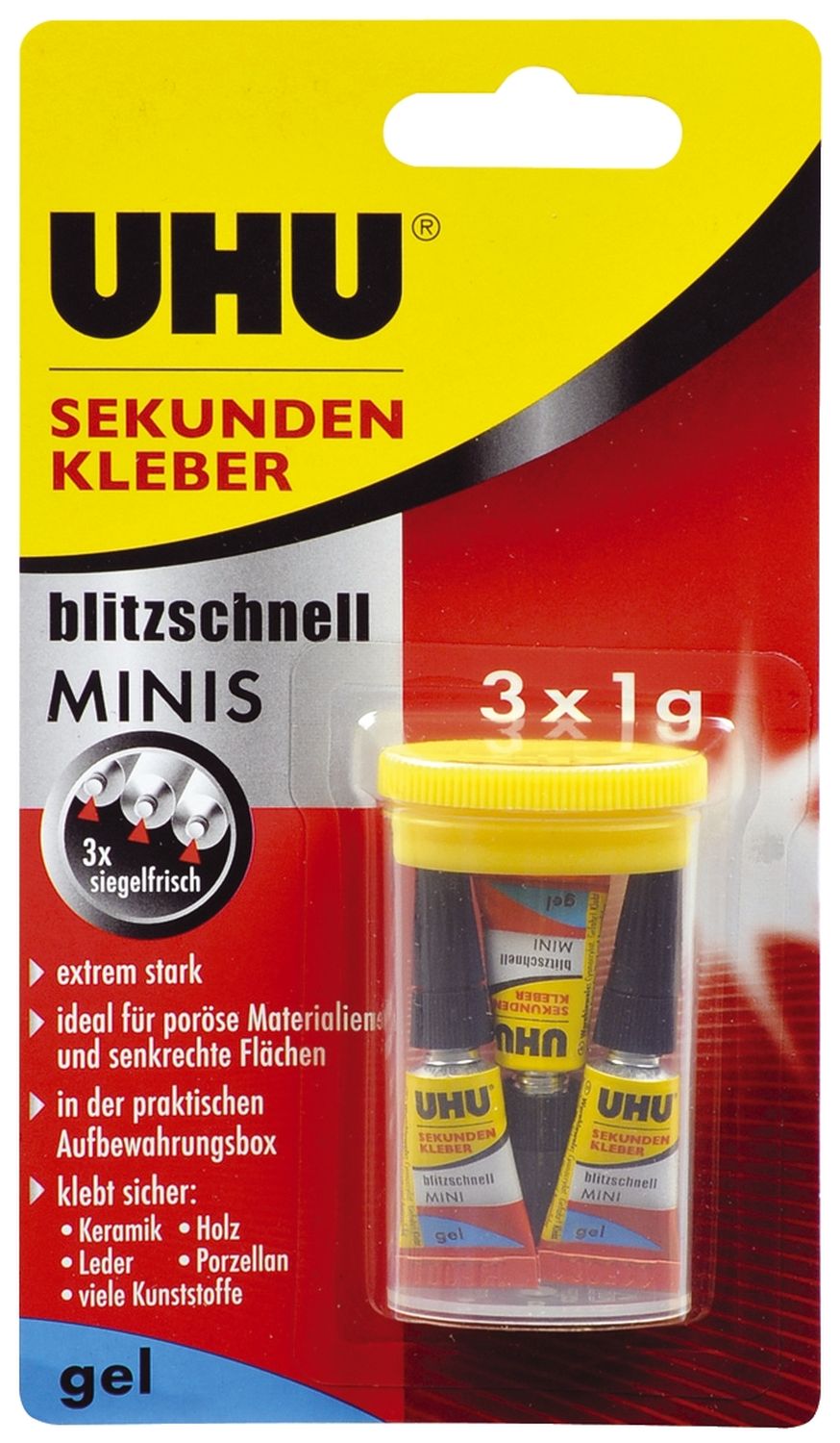 Sekundenkleber blitzschnell MINI Gel - 3x 1 g