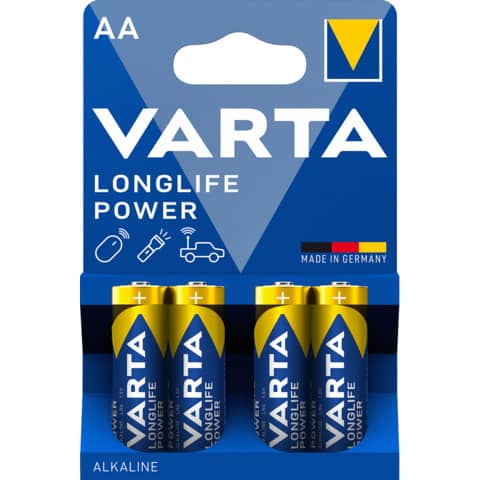 Batterien Varta Longlife Power AA 4906, Mignon, R6, LR06, 1,5 V, 4 Stück