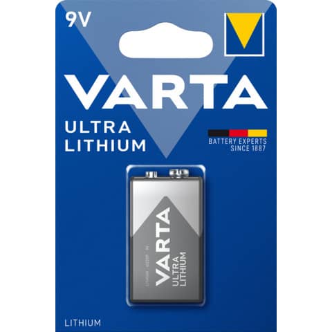 Batterien Varta Ultra Lithium 9V Block 6122, E-Block, 6LR61, 9 V, 1 Stück