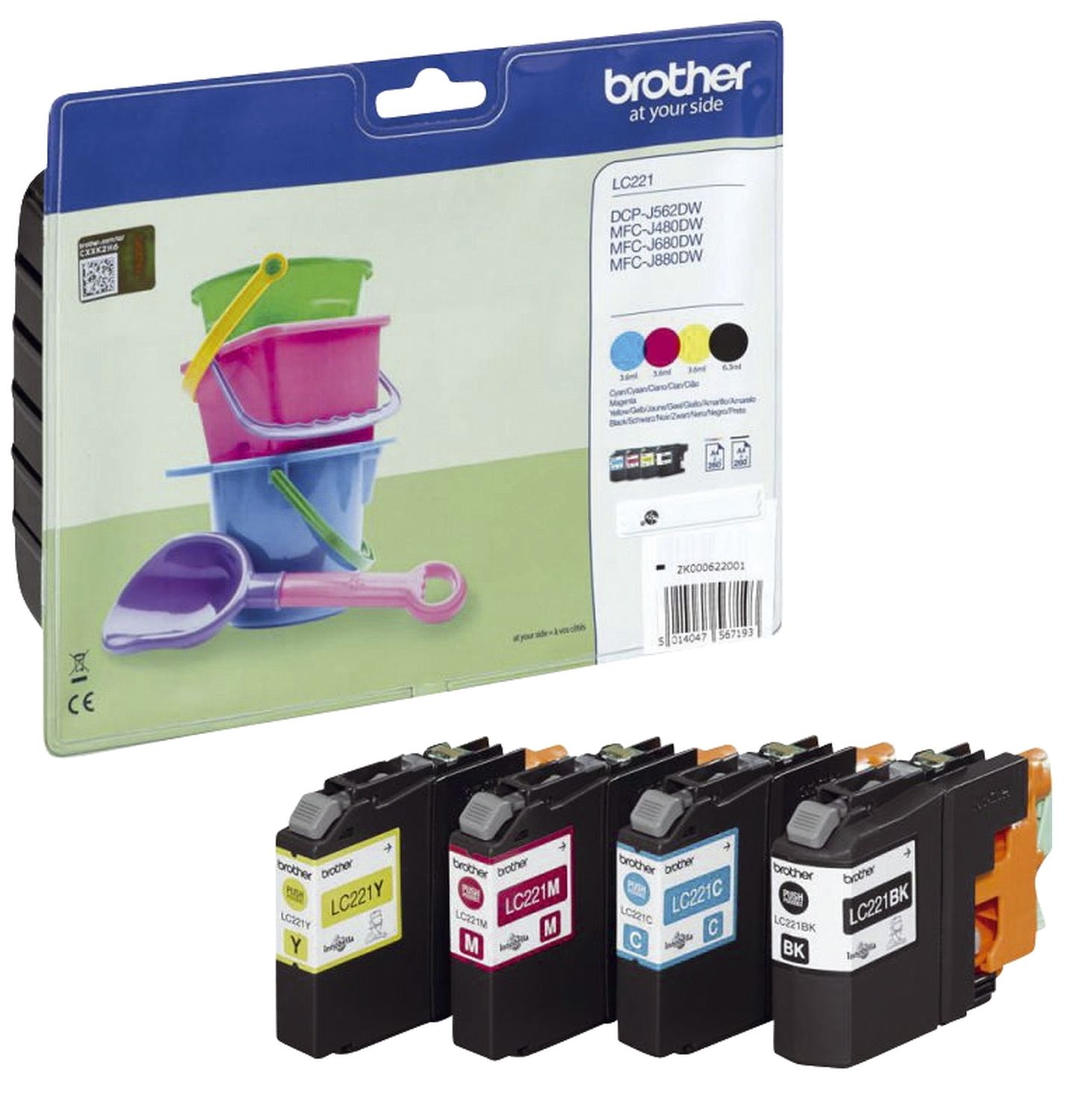 Original Brother Tintenpatrone MultiPack Bk,C,M,Y Blister (LC-221VALBPDR)