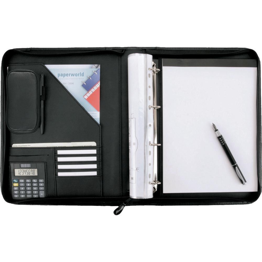 Ringbuchmappe REGGIO - A4, Lederimität, schwarz Ringbuchmappe REGGIO - A4, Lederimität, schwarz