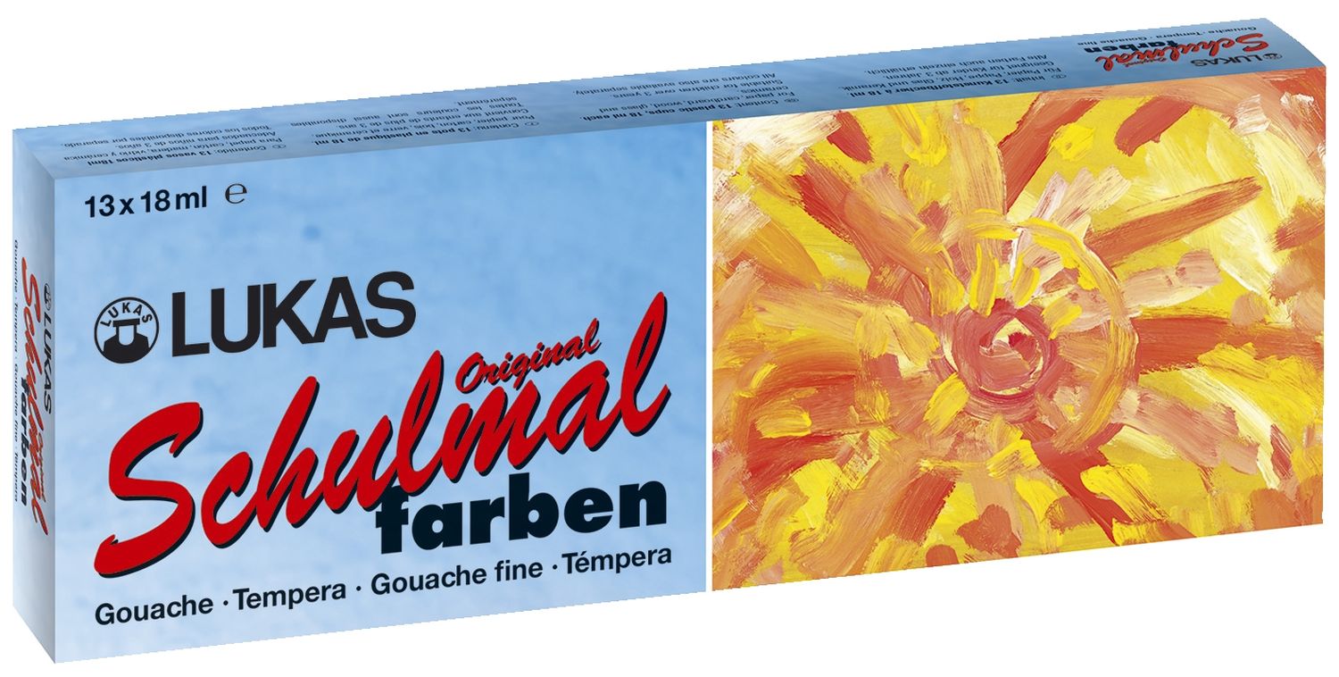 Schulmalfarbe, Grund- und Zusatzfarben, 13 Farben x 18 ml