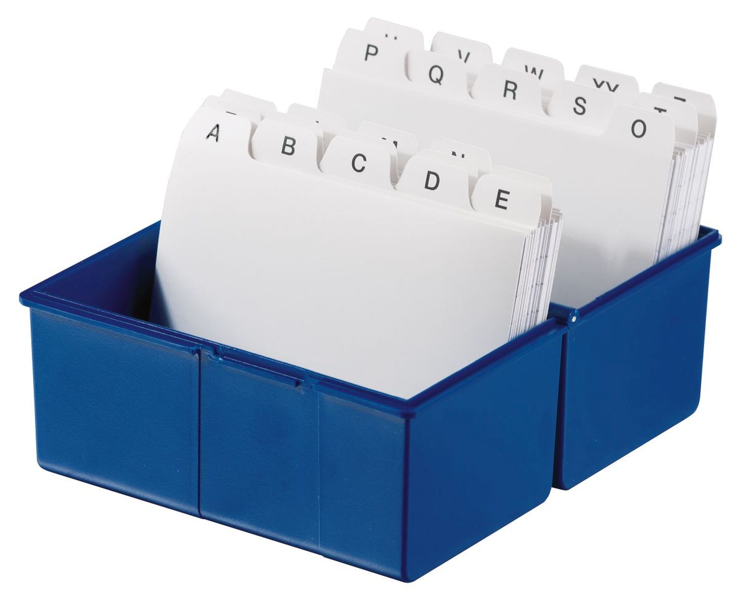 Karteibox DIN A7 quer - für 300 Karten mit Stahlscharnier, blau Karteibox DIN A7 quer - für 300 Karten mit Stahlscharnier, blau