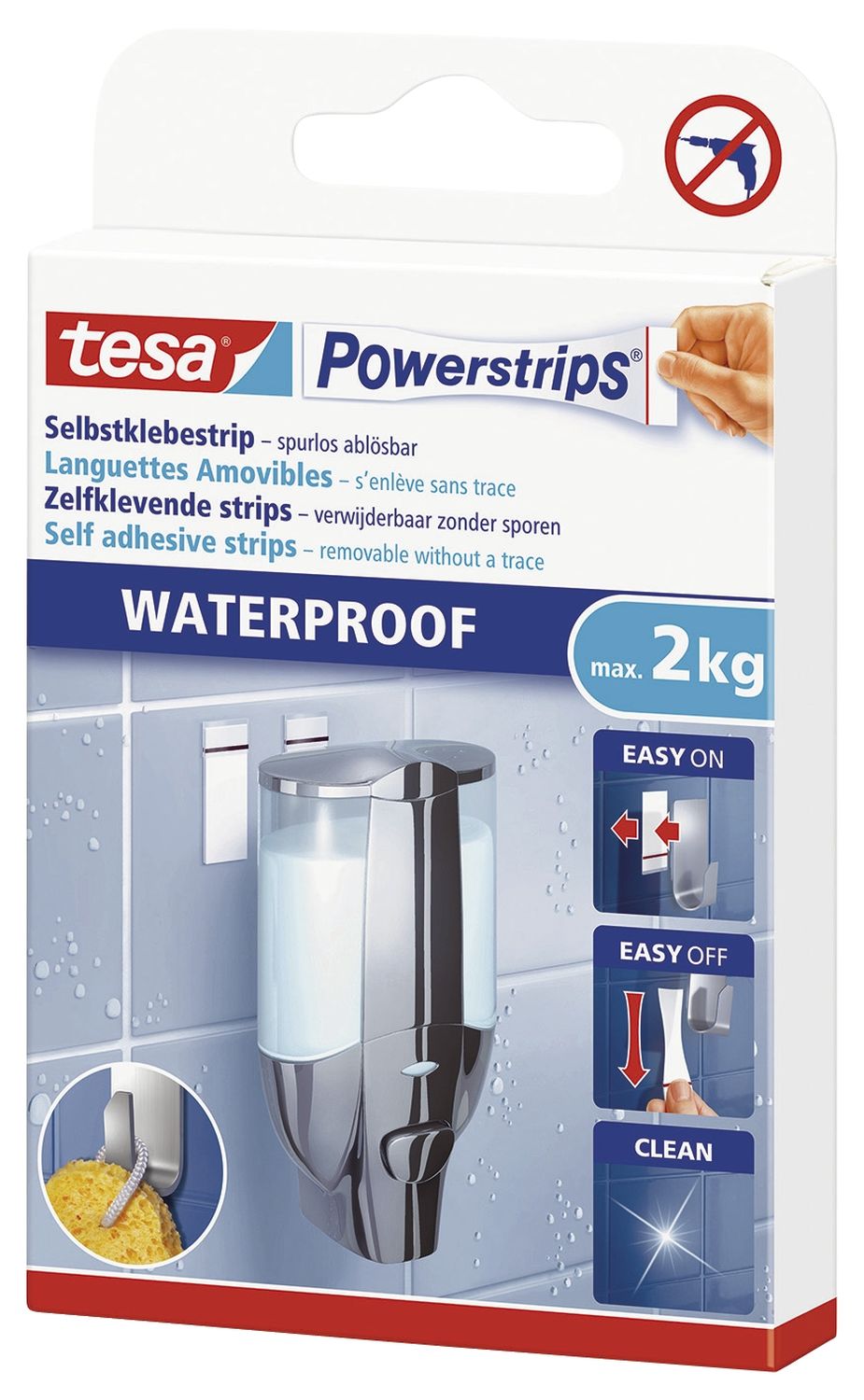 Powerstrips® Waterproof - ablösbar, Tragfähigkeit 2 kg, weiß Powerstrips® Waterproof - ablösbar, Tragfähigkeit 2 kg, weiß